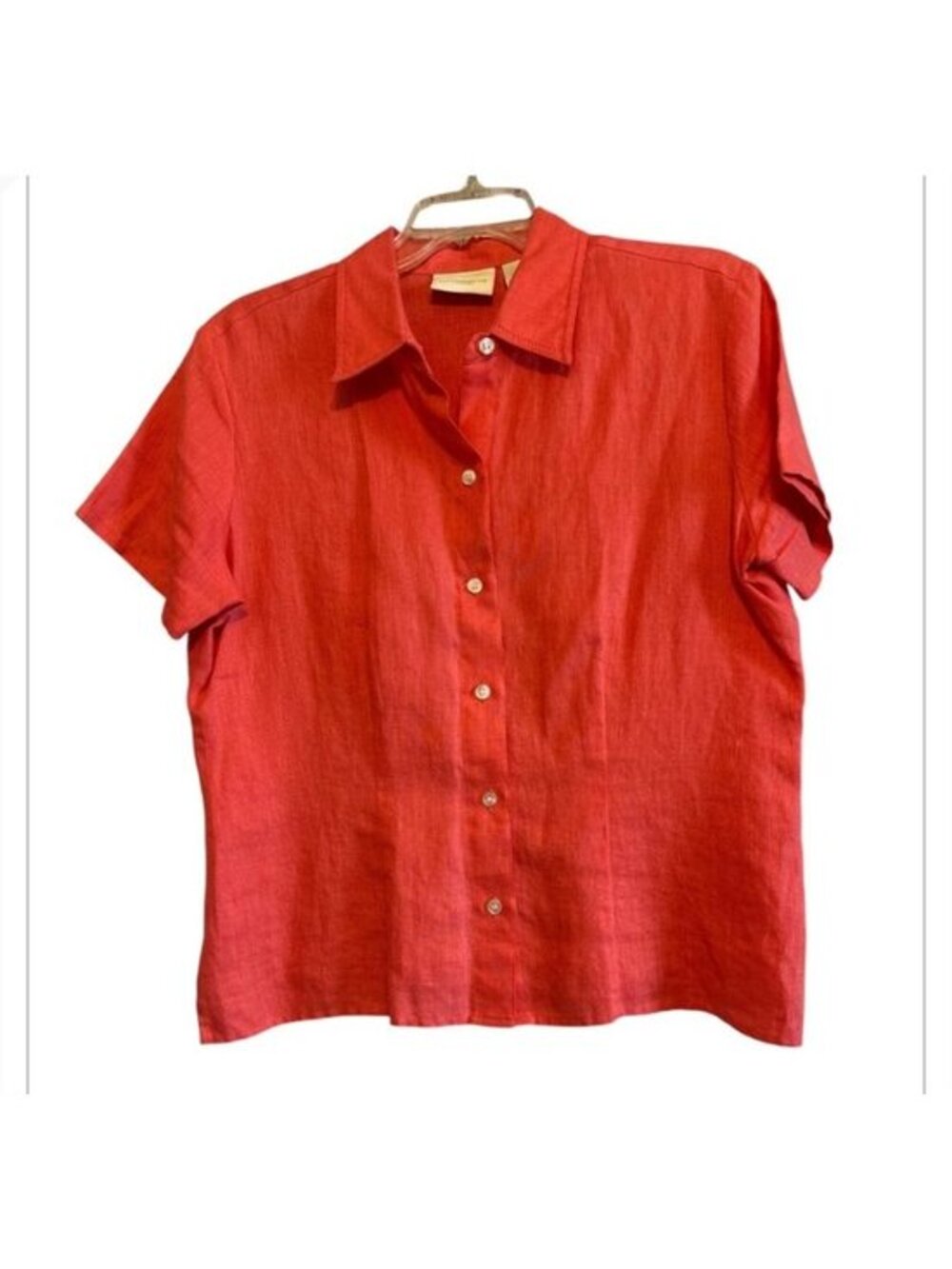 Liz Claiborne Coral Color Linen Button Blouse Size Medium